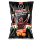 Black snack bag with a cartoon archer/worker figure raising flaming torches and bold 'FANATIC' text, chili cheese flavor label.