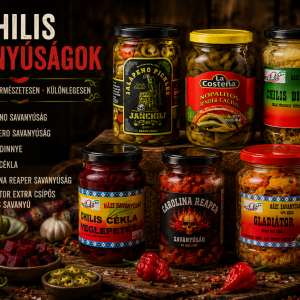 Friss chili paprikák és savanyúságok